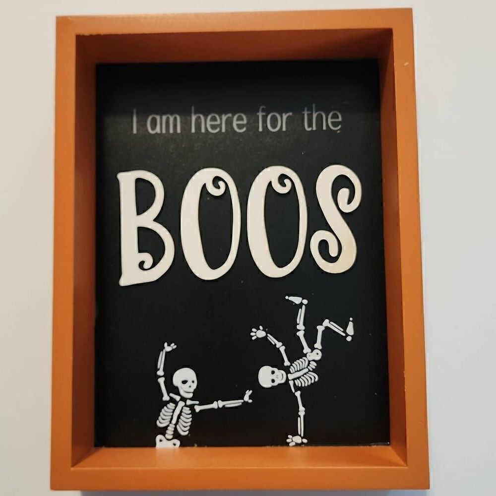 3 For $18 Let's Party Pumpkin Halloween Wooden Tabletop Decor Orange Frame